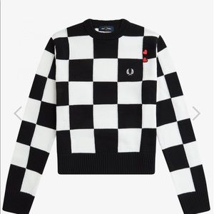 Size UK 12 USA 8 Fred Perry checkered sweater